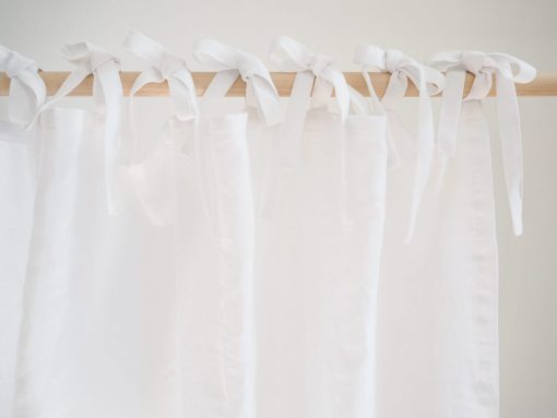 White tie top linen curtains