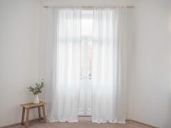 white linen curtain panel with rod pocket