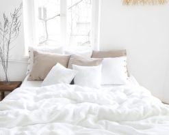 Weiße Leinen Bettbezug