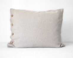 Natural linen pillowcases with buttons
