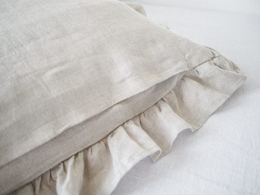 Ruffled linen pillow shams