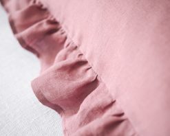linen ruffled pillowcase dusty pink