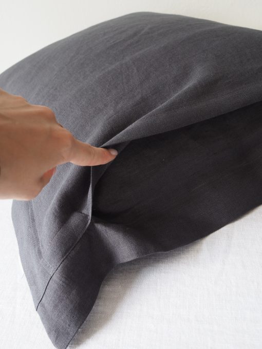 oxford charcoal linen pillow cover