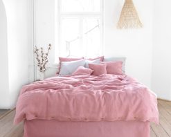 Dusty pink linen bedding