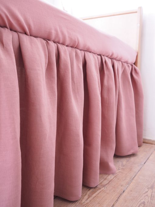 Pink linen crib skirt