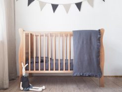 Linen crib bedding for boy 120x60 cm
