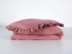 Pink linen baby bedding
