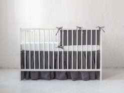 Grey linen crib bumper