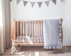 Grey linen baby bedding
