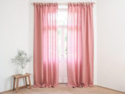 Tie top linen curtains dusty pink