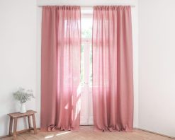 linen curtains in dusty pink