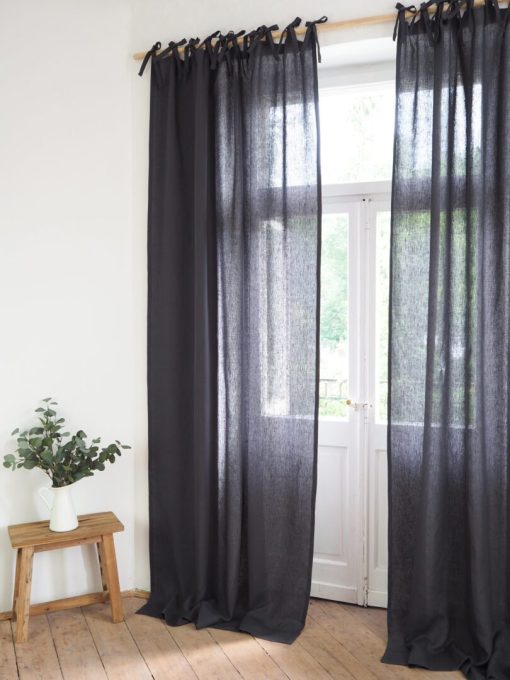 Tie top linen curtains ready made