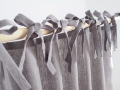 Grey tie top linen curtains