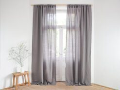 Grey linen curtains with rod pocket