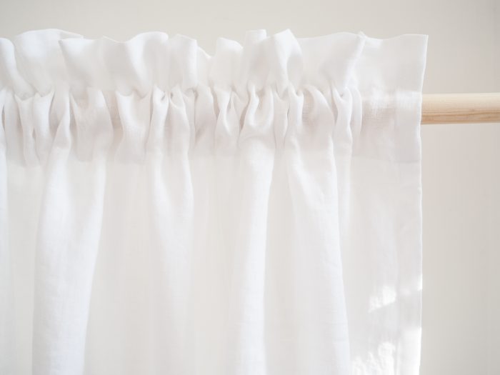 White curtains with fringe | 100% European stonewashed linen