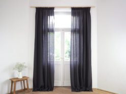 Linen curtains for living room with gathering tape
