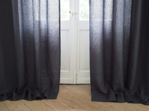 Rod pocket linen curtain charcoal