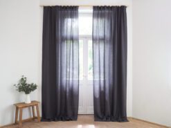 Linen curtains for living room with gathering tape