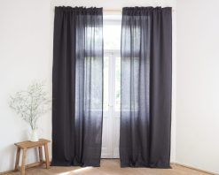Elegant linen curtain panels with fringe