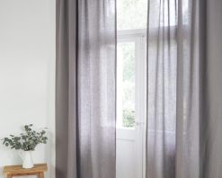 Grey linen curtains for living room