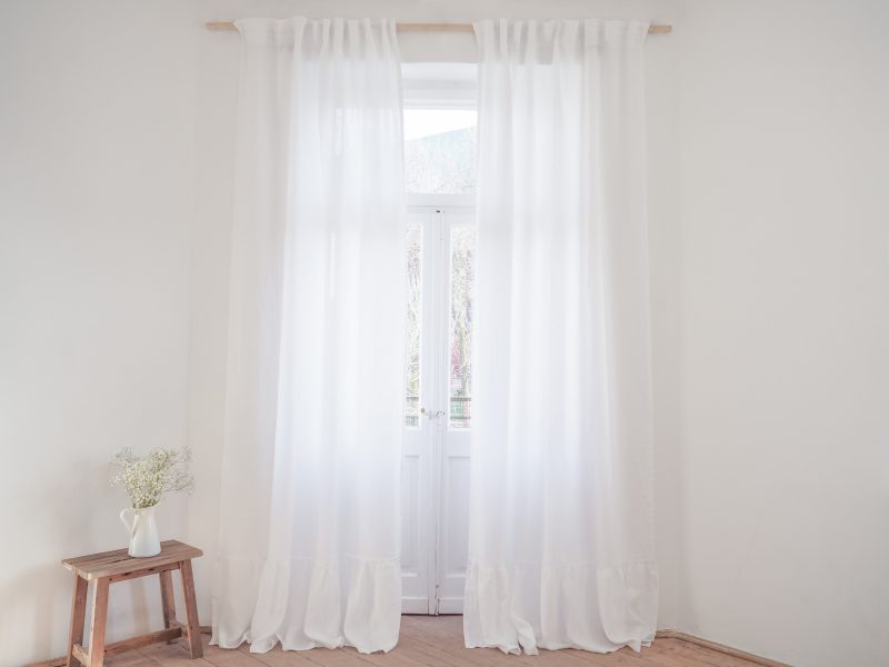 Semi sheer white linen curtains | 100% stonewashed linen