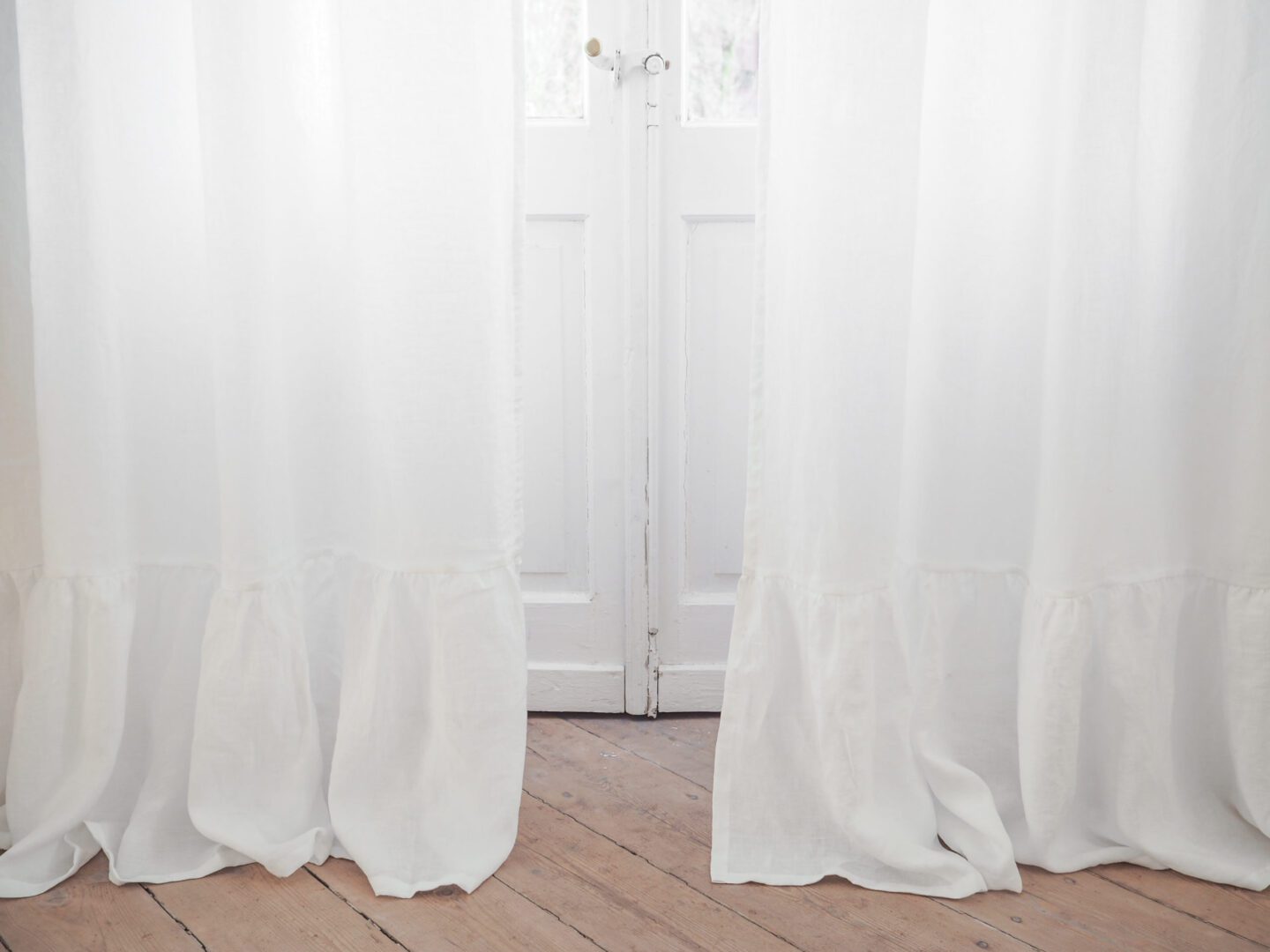 Semi sheer white linen curtains