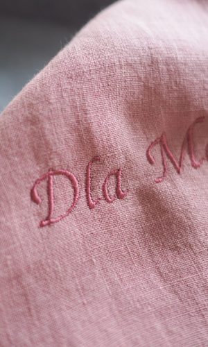 Embroidered personalised linen bedding