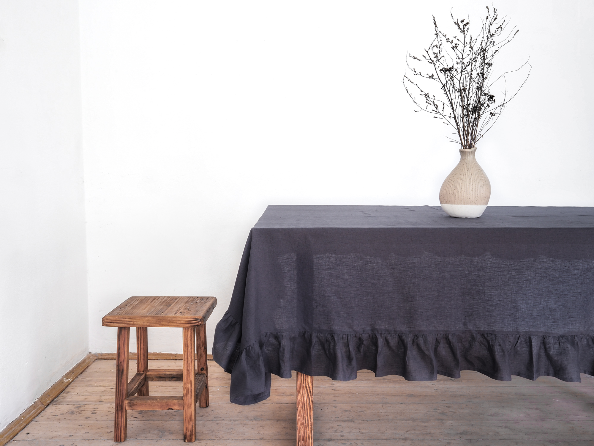 Charcoal linen tablecloth