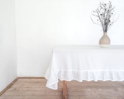 White ruffled tablecloth