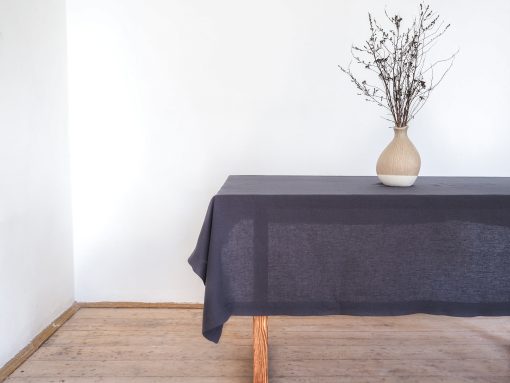 Dark linen tablecloth
