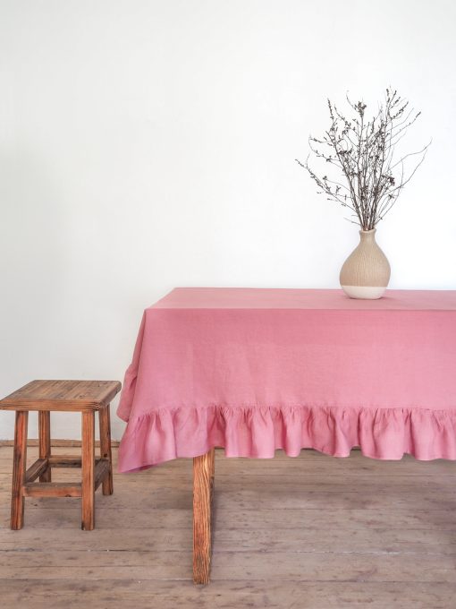 Farmhouse-style linen tablecloth
