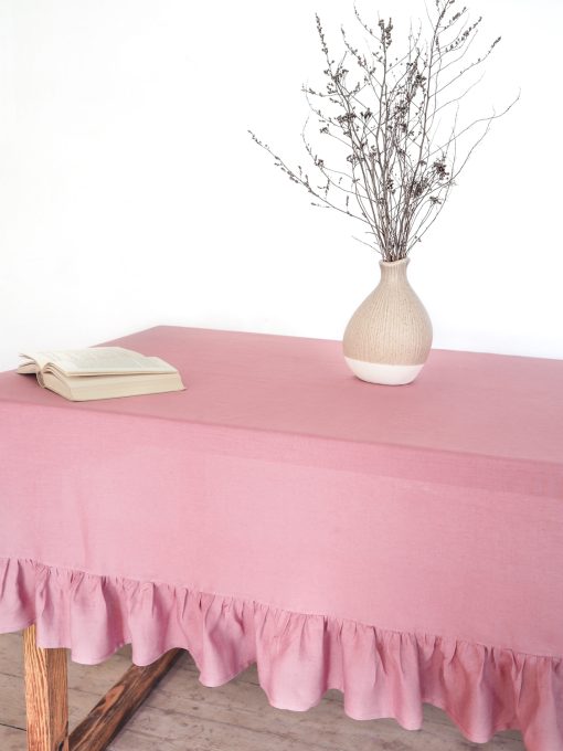Farmhouse-style linen tablecloth