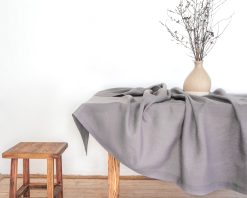 Gray linen tablecloth