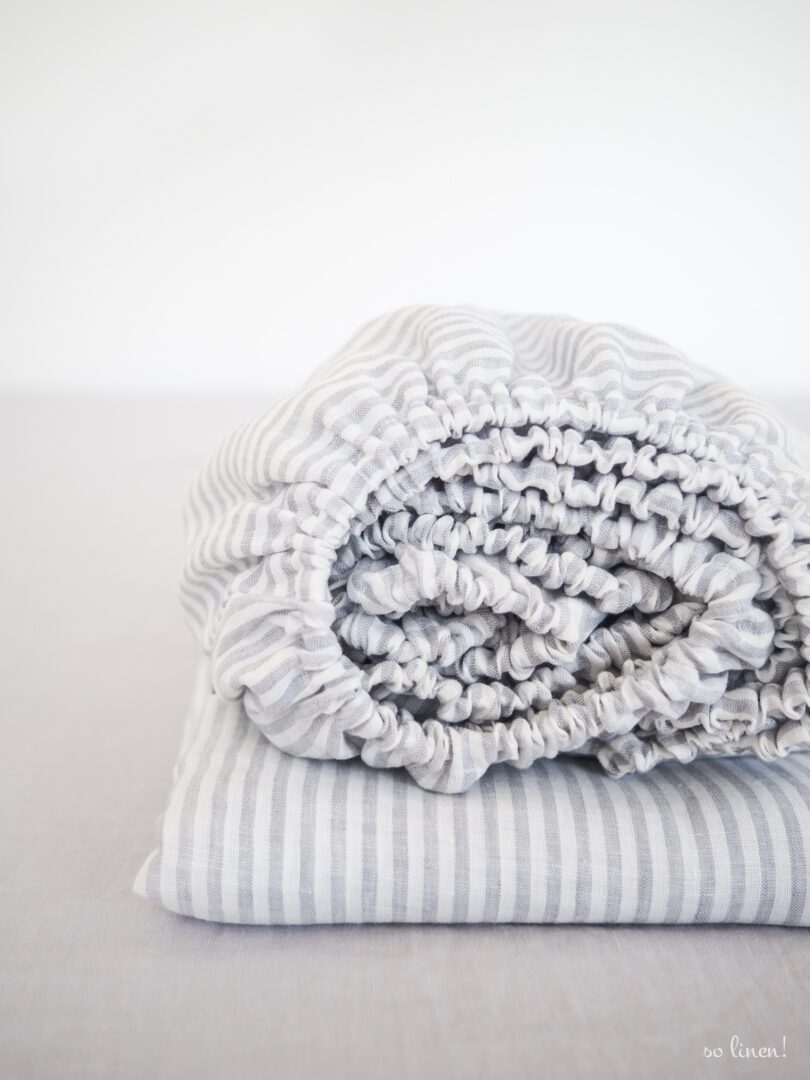 striped linen fitted sheet