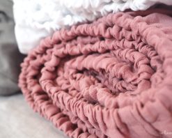 linen fitted sheet dusty pink