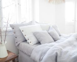 Light gray linen bedding