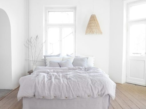 Light gray linen bedding
