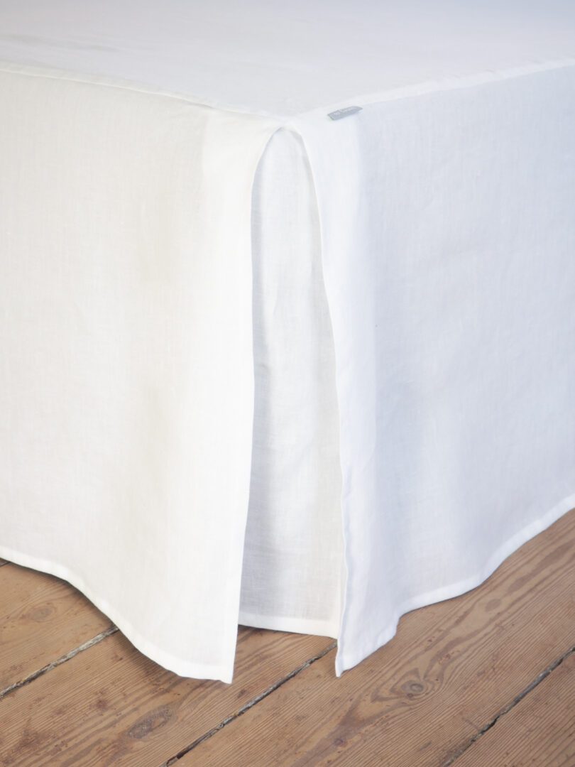 white linen bedskirt