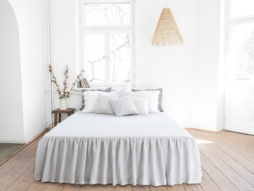 Linen light gray bedskirt