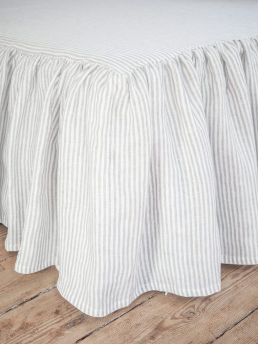 Striped linen bedskirt