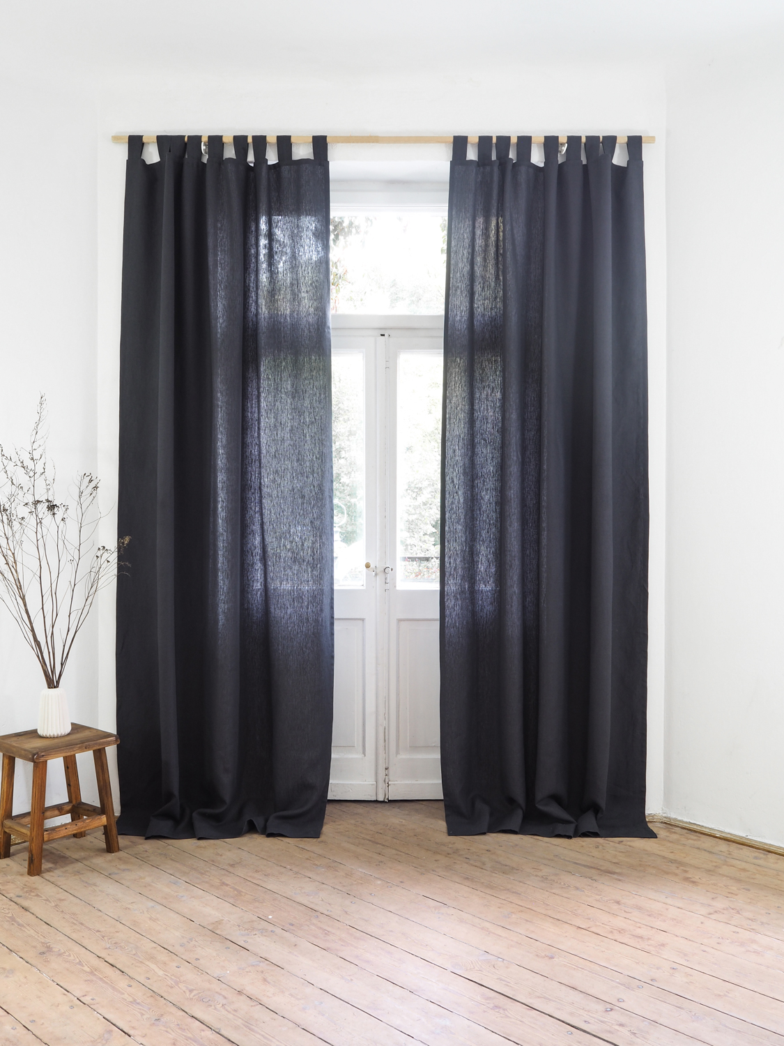 Charcoal darkening linen curtains