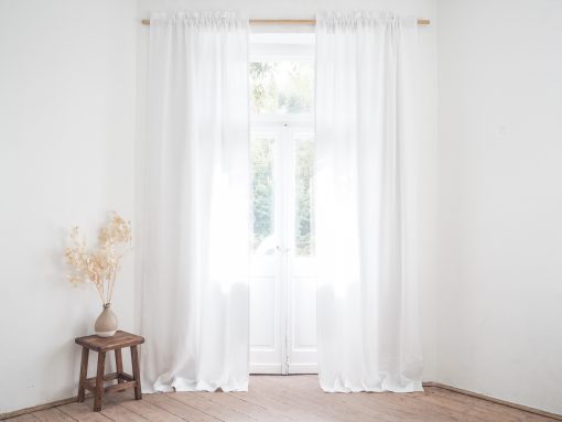White room darkening linen curtains