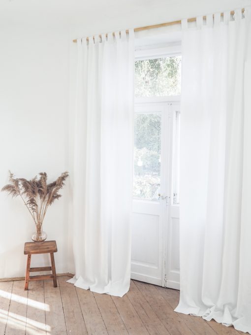White heavy weight linen curtains