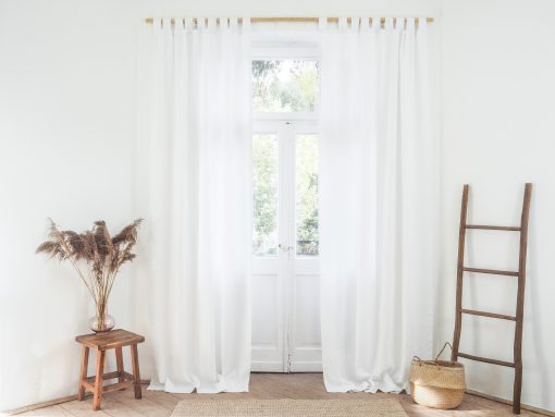 White heavy weight linen curtains
