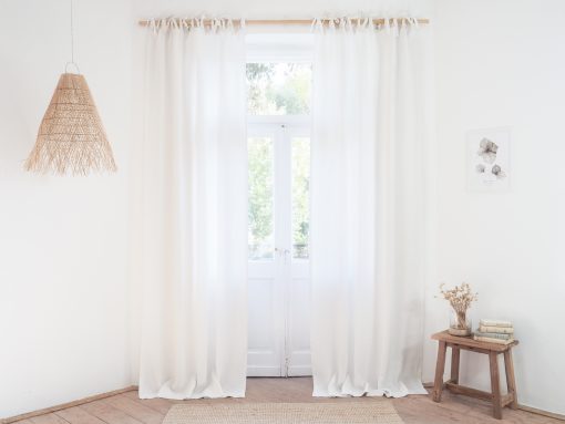 White tie top heavy linen curtains