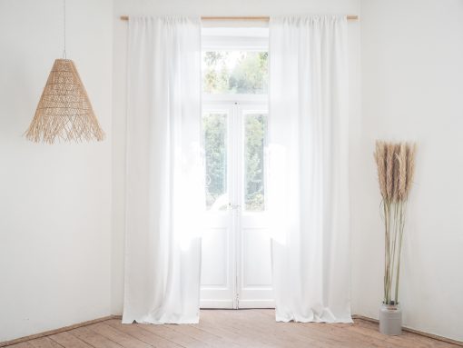 White heavy linen curtains