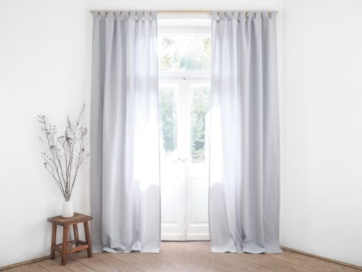 Light gray heavy weight linen curtains