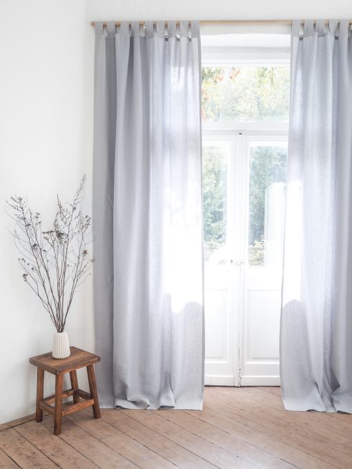 Light gray heavy weight linen curtains