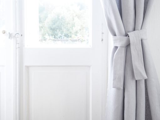 Light gray linen curtain belt