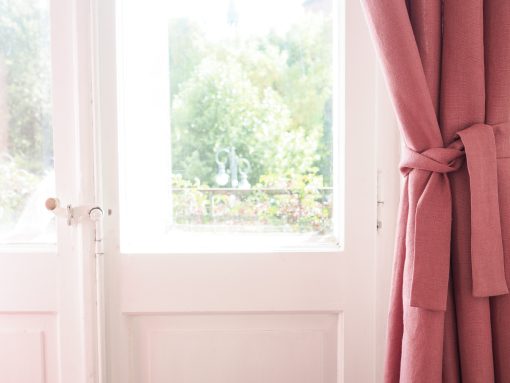 Pink linen curtain belt